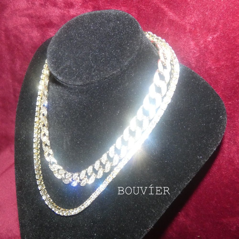 18K Gold Diamond Tennis + Cuban Link Chain - Picture 2 of 2